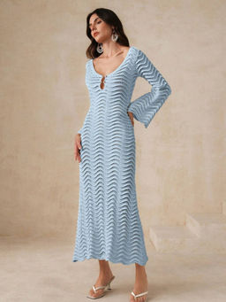 Addery - Serene Blue Crochet Maxi Dress