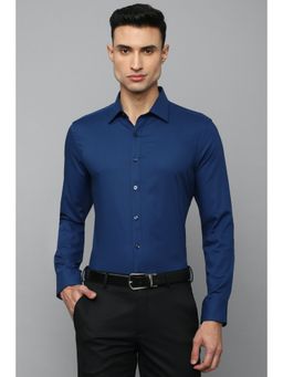 Louis Philippe - Men Blue Slim Fit Solid Full Sleeves Formal Shirt