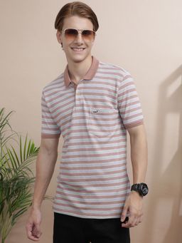Crocodile - Striped Brown Half Sleeve Casual Polo T-Shirt