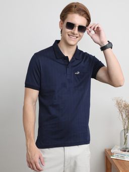 Crocodile - Striped Navy Half Sleeve Casual Polo T-Shirt
