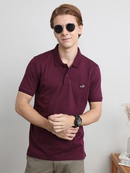 Crocodile - Solid Red Half Sleeve Casual Polo T-Shirt