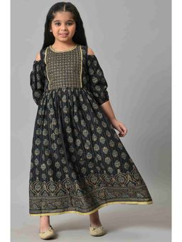 Aurelia - Girls Black Embroidered Festive Dress