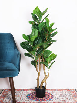 ARICK DECOR - Artificial Green Fiddle Leaf Fig Tree with Pot (4 Feet)