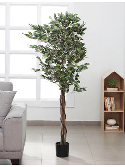 ARICK DECOR - Artificial Green Mini Ficus Plant Trees with Pot (5.2 Feet)