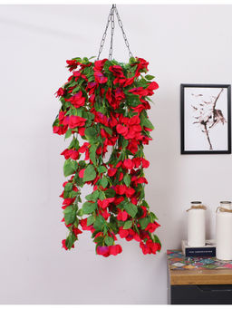 ARICK DECOR - Artificial Red Hanging Bougainvillea Flowers Creepers (Pack of 2) (2.7 Feet)