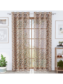 Story@Home - Brown Geometric Polyester Door Curtain