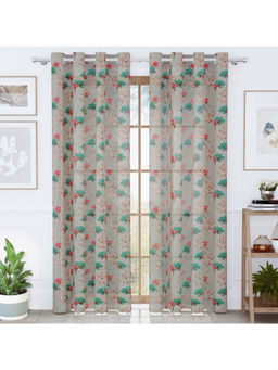 Story@Home - Grey Floral Polyester Door Curtain