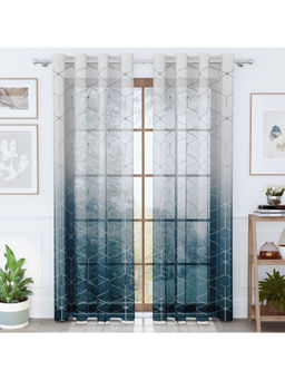 Story@Home - Teal Geometric Polyester Door Curtain (7 Feet)