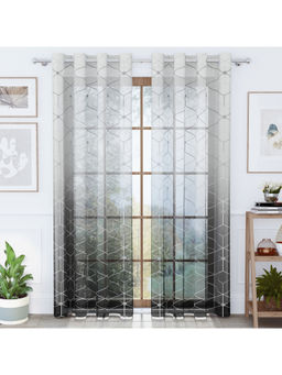 Story@Home - Black Geometric Polyester Door Curtain (7 Feet)