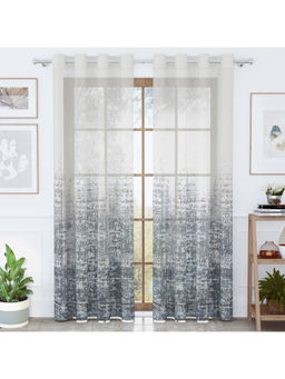 Story@Home - Grey Grunge Polyester Door Curtain (7 Feet)