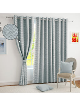 Story@Home - Grey Curvy Line Jacquard Door Curtain (7 Feet)