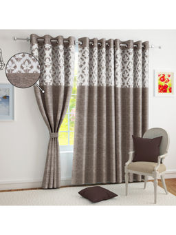 Story@Home - Brown Floral Polyester Door Curtain
