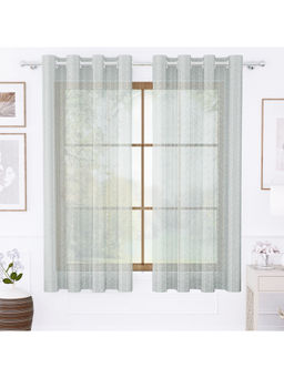 Story@Home - Grey Herringbone Polyester Window Curtain (5 Feet)