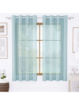 Story@Home - Blue Herringbone Polyester Window Curtain (5 Feet)