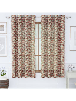 Story@Home - Brown Geometric Polyester Window Curtain (5 Feet)
