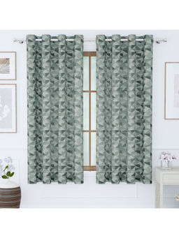 Story@Home - Grey Geometric Polyester Window Curtain (5 Feet)