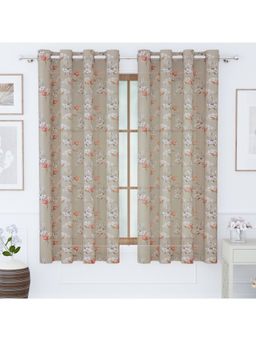 Story@Home - Beige Floral Polyester Window Curtain (5 Feet)