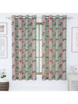 Story@Home - Grey Floral Polyester Window Curtain (5 Feet)