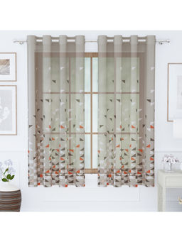 Story@Home - Beige Geometric Polyester Window Curtain (5 Feet)