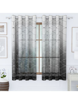 Story@Home - Black Geometric Polyester Window Curtain (5 Feet)