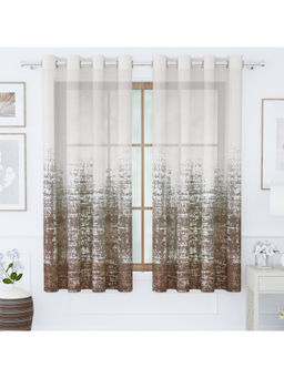 Story@Home - Brown Grunge Polyester Window Curtain (5 Feet)