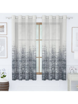 Story@Home - Grey Grunge Polyester Window Curtain (5 Feet)