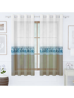 Story@Home - White Ethnic Polyester Window Curtain (5 Feet)