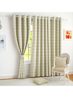 Story@Home - Cream Hexagon Hive Jacquard 400 Gsm Window Curtain (5 Feet)
