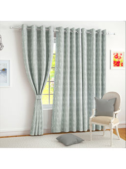 Story@Home - Grey Stripes Jacquard 400 Gsm Window Curtain (5 Feet)