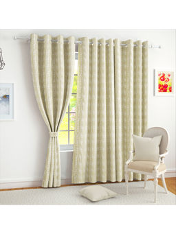 Story@Home - Cream Stripes Jacquard 400 Gsm Window Curtain (5 Feet)