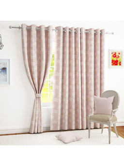 Story@Home - Pink Floral Jacquard Window Curtain (5 Feet)