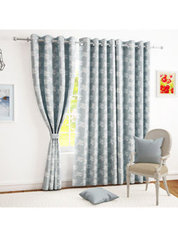 Story@Home - Grey Floral Jacquard Window Curtain (5 Feet)