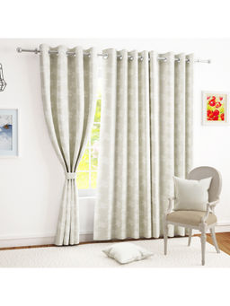 Story@Home - Beige Floral Jacquard Window Curtain (5 Feet)