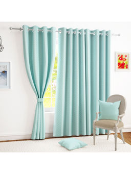 Story@Home - Blue Quatrefoil Jacquard Window Curtain (5 Feet)