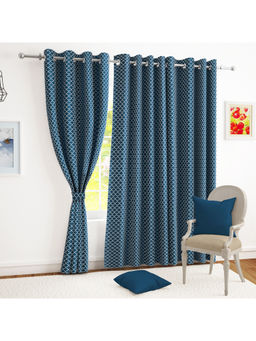 Story@Home - Navy Blue Quatrefoil Jacquard Window Curtain (5 Feet)