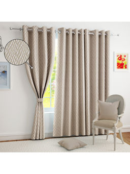 Story@Home - Brown Curvy Line Jacquard Window Curtain (5 Feet)