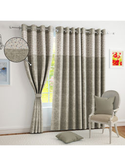 Story@Home - Beige Geometric Polyester Window Curtain (5 Feet)
