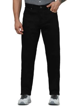 CELIO - Men Black Solid Straight Fit Cotton Twill Denim and Stay Black Jeans