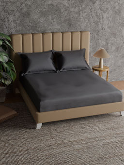 Himeya - 100% Cotton 200 Tc Bedsheet Bedsheet - Charcoal Grey (King)