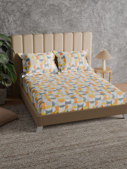 Himeya - Carnival Marmalade Orange Double Bedsheet with 2 Pillow Covers (King)