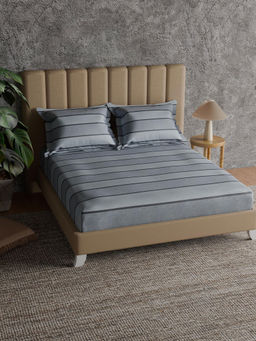 Himeya - 100% Cotton 144 Tc Bedsheet,Double Size Bedsheet Denim Corner (King)