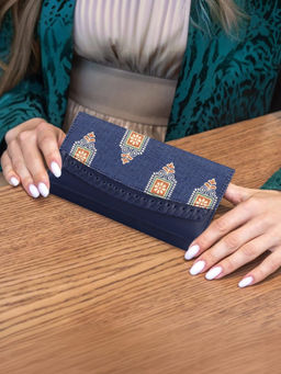 The Clownfish - Dark Blue Ladyluxe Collection Printed Faux Leather Wallet
