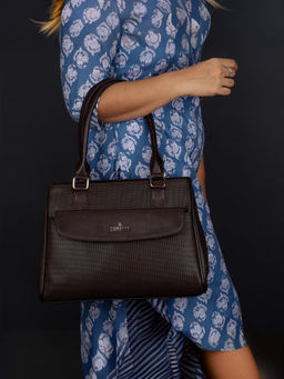 The Clownfish - Brown Prudence Faux Leather Front Flap Pocket Handbag