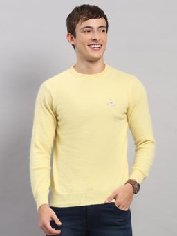 Monte Carlo - Men Yellow Regular Fit Solid Full Sleeves Sweater