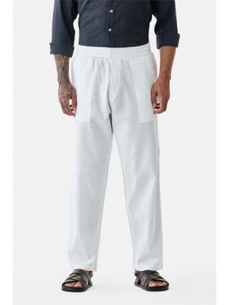 Snitch - White Solid Relaxed Casual Trouser