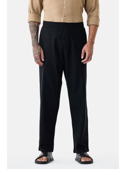 Snitch - Black Solid Relaxed Casual Trouser