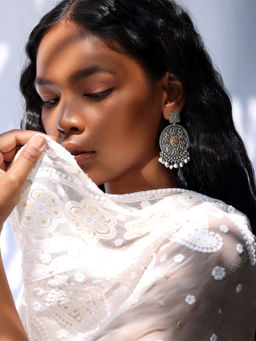 Indya - Dual Tone Circular Drop Dangler Earrings