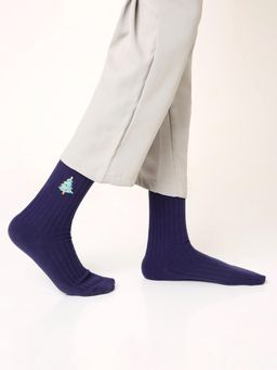 Mint & Oak - Ribbed Embroidered Christmas Tree Crew Socks (Pack of 2)