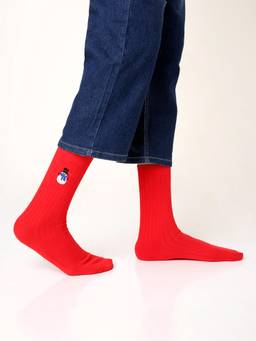 Mint & Oak - Ribbed Embroidered Snowman Crew Socks (Pack of 2)