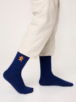 Mint & Oak - Ribbed Embroidered Gingerbread Crew Socks (Pack of 2)